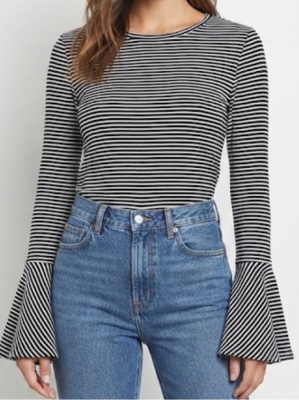 HIGHLINE COLLECTIVE Striped Bell Sleeve Top Medium NWOT